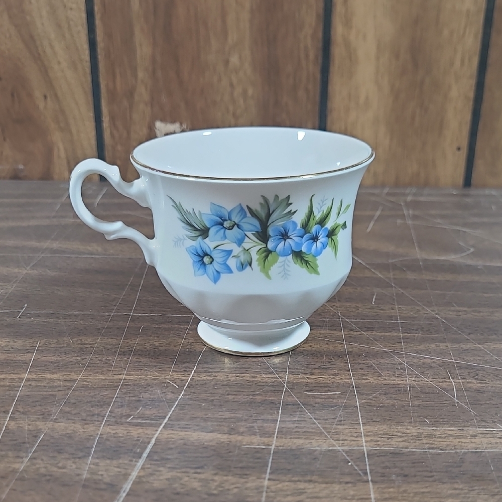 Queen Anne Floral Teacup with Blue Flowers TEA CUP ONLY #E 47 8